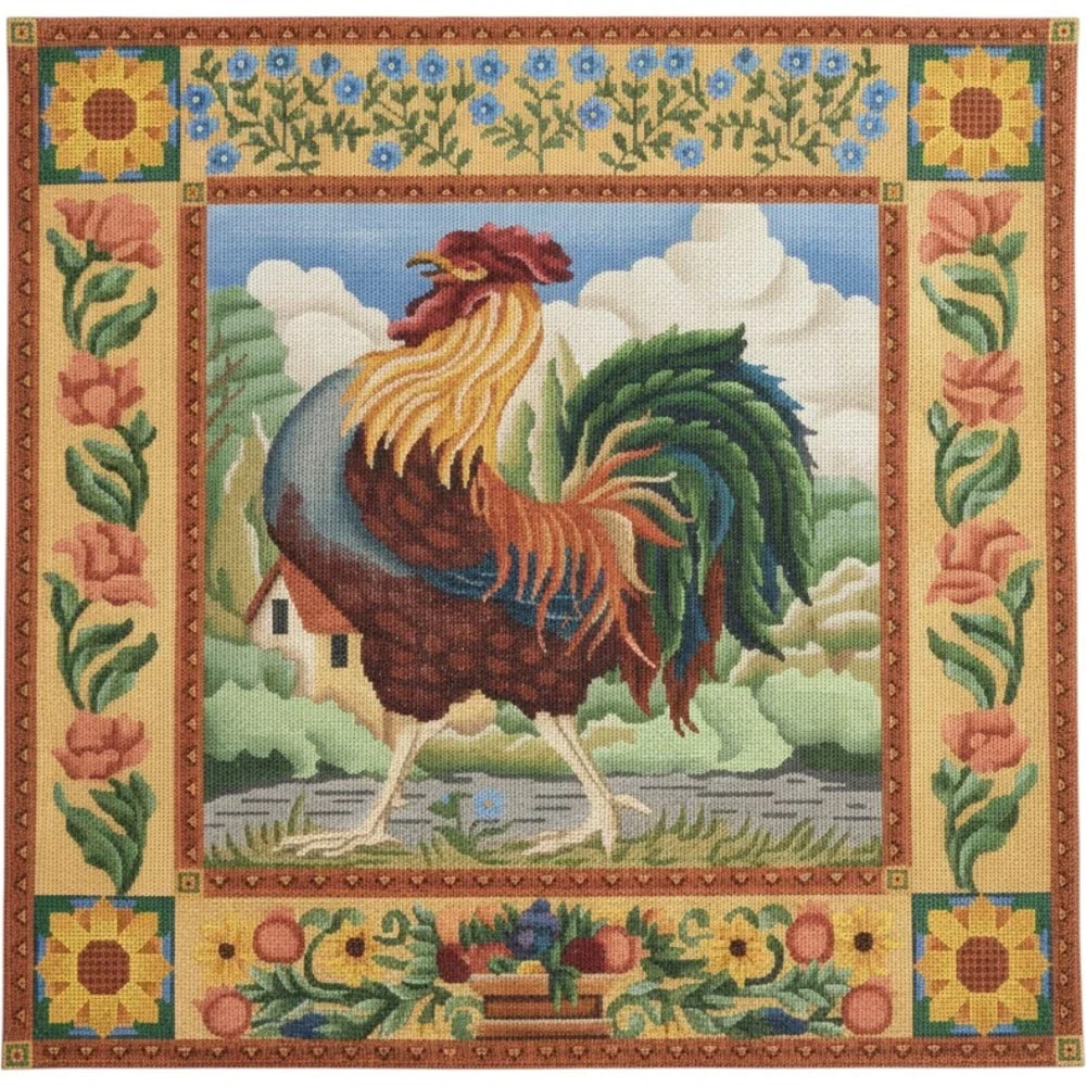 Melissa Shirley 536 Rooster Pillow Hand Painted Needlepoint Canvas 20